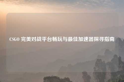 CSGO 完美对战平台畅玩与最佳加速器探寻指南