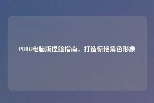 PUBG电脑版捏脸指南，打造惊艳角色形象