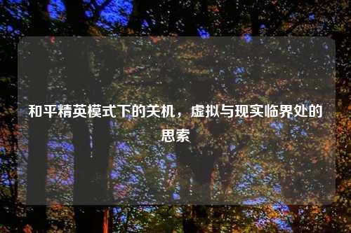 和平精英模式下的关机，虚拟与现实临界处的思索