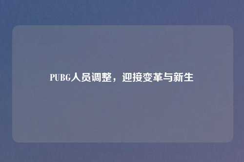 PUBG人员调整，迎接变革与新生