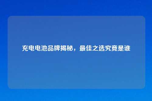 充电电池品牌揭秘，最佳之选究竟是谁