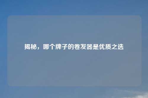 揭秘，哪个牌子的卷发器是优质之选