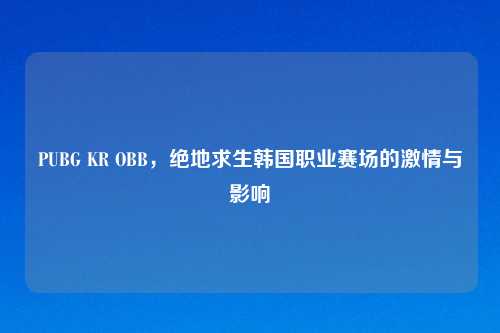 PUBG KR OBB，绝地求生韩国职业赛场的激情与影响