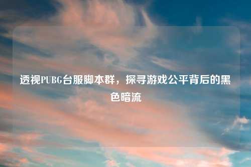 透视PUBG台服脚本群，探寻游戏公平背后的黑色暗流
