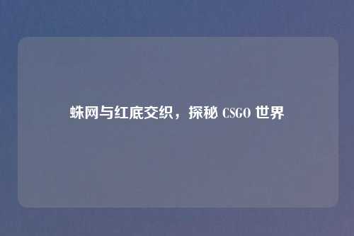 蛛网与红底交织，探秘 CSGO 世界