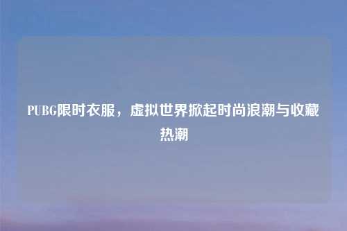 PUBG限时衣服，虚拟世界掀起时尚浪潮与收藏热潮