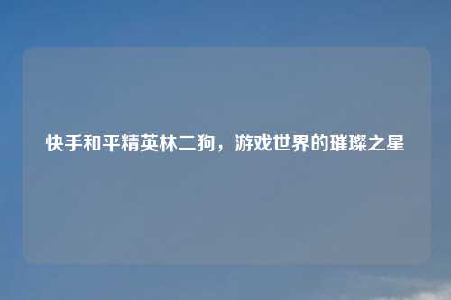 快手和平精英林二狗,游戏世界的璀璨之星