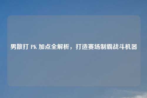 男散打 PK 加点全解析，打造赛场制霸战斗机器