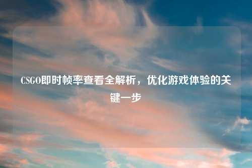 CSGO即时帧率查看全解析，优化游戏体验的关键一步