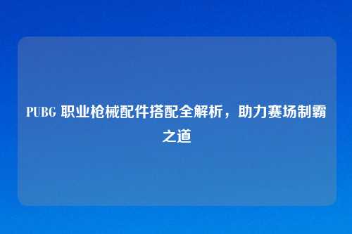 PUBG 职业枪械配件搭配全解析，助力赛场制霸之道