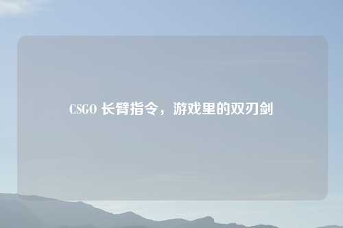 CSGO 长臂指令，游戏里的双刃剑