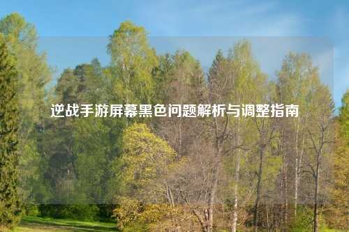 逆战手游屏幕黑色问题解析与调整指南