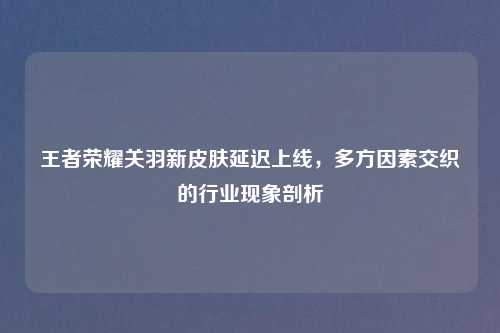 王者荣耀关羽新皮肤延迟上线，多方因素交织的行业现象剖析