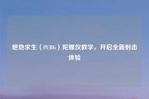 绝地求生（PUBG）陀螺仪教学，开启全新射击体验