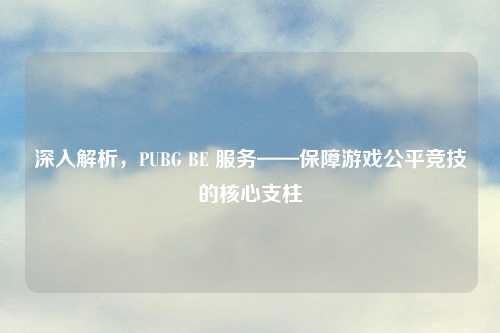 深入解析，PUBG BE 服务——保障游戏公平竞技的核心支柱