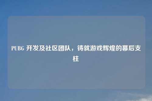 PUBG 开发及社区团队，铸就游戏辉煌的幕后支柱