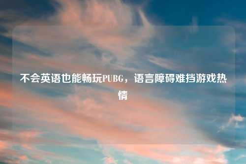不会英语也能畅玩PUBG，语言障碍难挡游戏热情