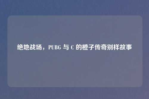 绝地战场，PUBG 与 C 的橙子传奇别样故事
