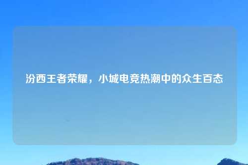 汾西王者荣耀，小城电竞热潮中的众生百态