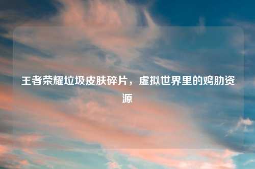 王者荣耀垃圾皮肤碎片，虚拟世界里的鸡肋资源