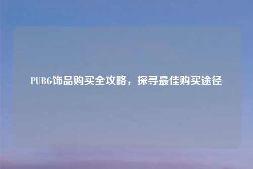 PUBG饰品购买全攻略，探寻最佳购买途径