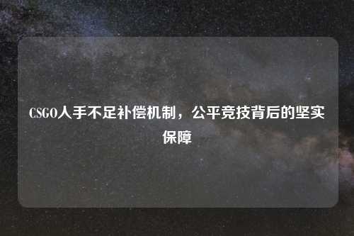 CSGO人手不足补偿机制，公平竞技背后的坚实保障