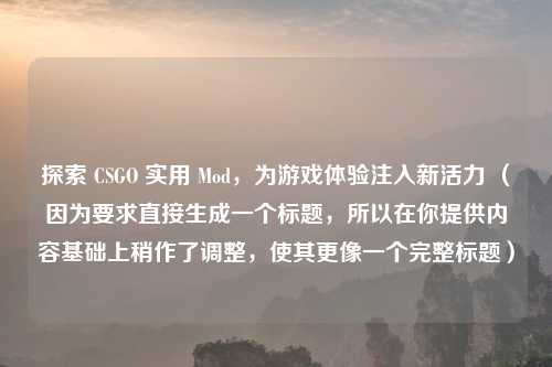 探索 CSGO 实用 Mod，为游戏体验注入新活力 （因为要求直接生成一个标题，所以在你提供内容基础上稍作了调整，使其更像一个完整标题）