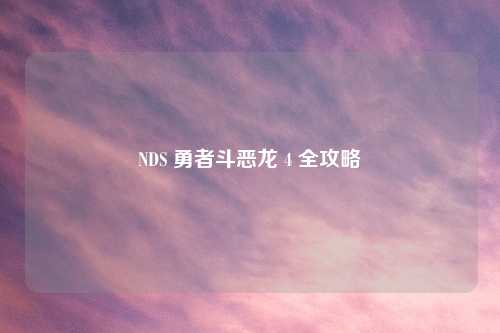 NDS 勇者斗恶龙 4 全攻略