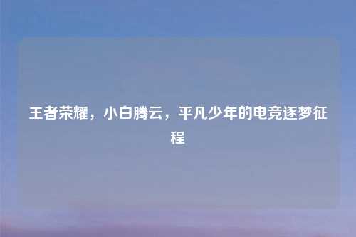 王者荣耀，小白腾云，平凡少年的电竞逐梦征程