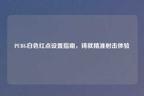 PUBG白色红点设置指南，铸就精准射击体验