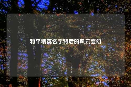 和平精英名字背后的风云变幻