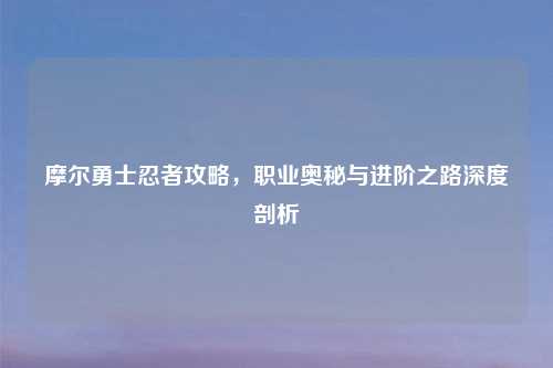 摩尔勇士忍者攻略，职业奥秘与进阶之路深度剖析