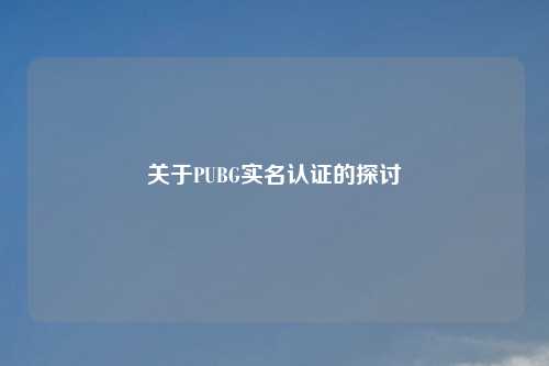 关于PUBG实名认证的探讨