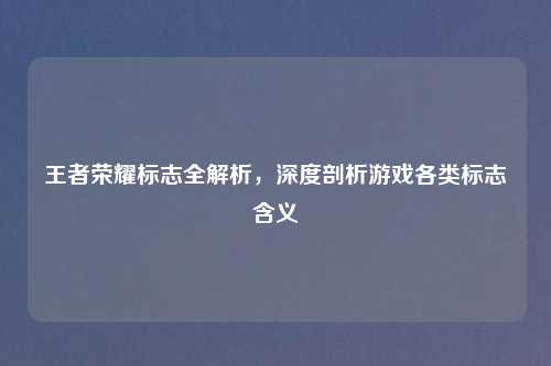 王者荣耀标志全解析，深度剖析游戏各类标志含义