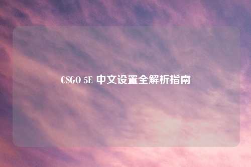 CSGO 5E 中文设置全解析指南
