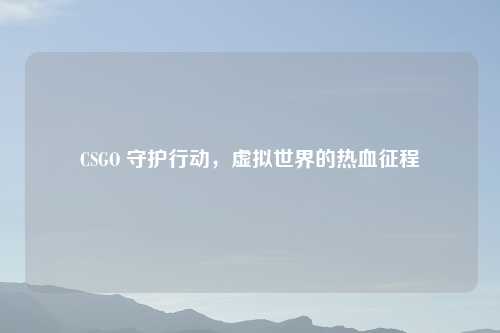 CSGO 守护行动，虚拟世界的热血征程