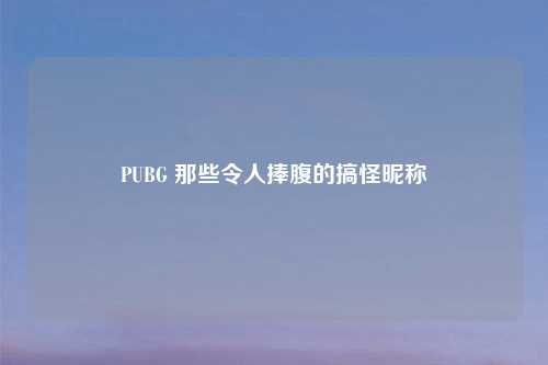 PUBG 那些令人捧腹的搞怪昵称