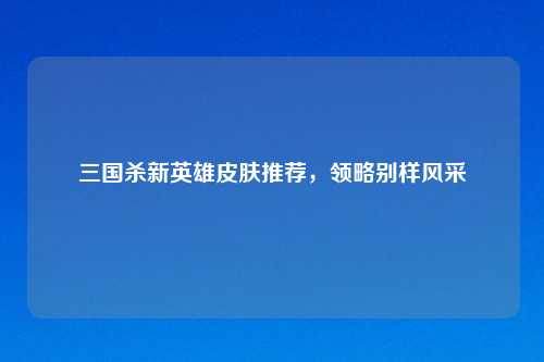 三国杀新英雄皮肤推荐，领略别样风采