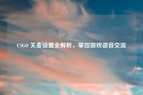 CSGO 关麦设置全解析，掌控游戏语音交流