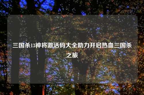 三国杀13神将激活码大全助力开启热血三国杀之旅