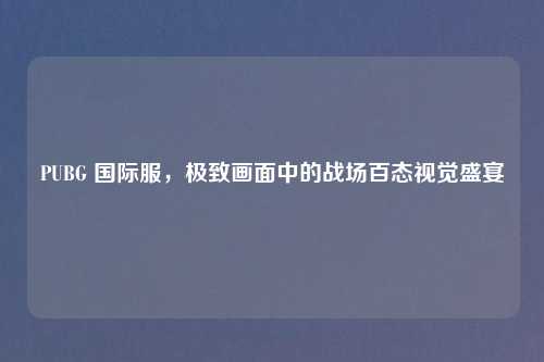 PUBG 国际服，极致画面中的战场百态视觉盛宴