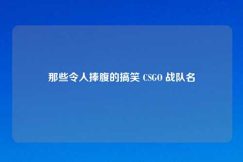 那些令人捧腹的搞笑 CSGO 战队名
