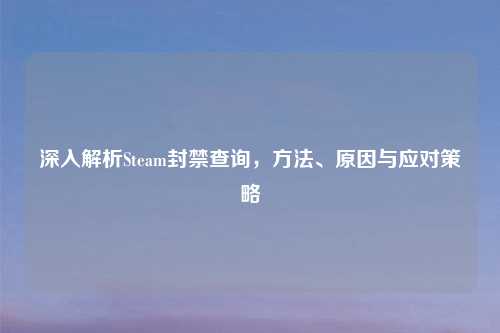 深入解析Steam封禁查询，方法、原因与应对策略