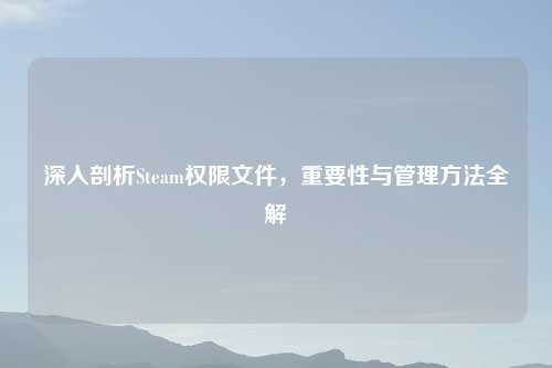 深入剖析Steam权限文件，重要性与管理方法全解