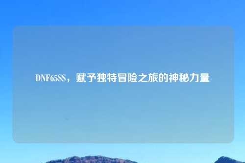 DNF65SS，赋予独特冒险之旅的神秘力量