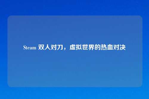 Steam 双人对刀，虚拟世界的热血对决