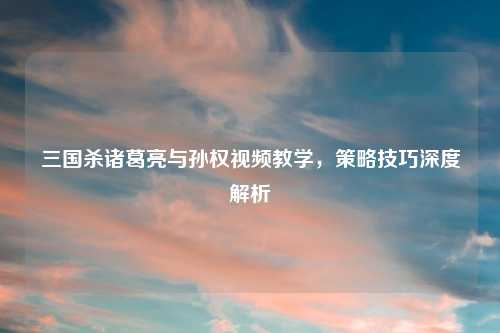 三国杀诸葛亮与孙权视频教学，策略技巧深度解析