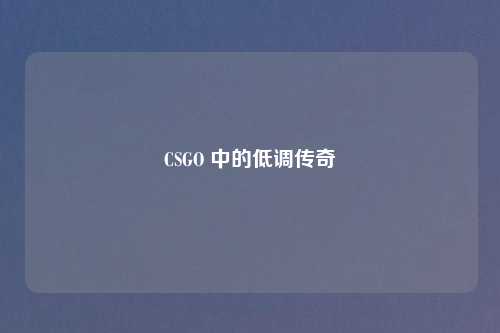 CSGO 中的低调传奇