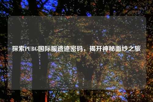 探索PUBG国际服遗迹密码，揭开神秘面纱之旅