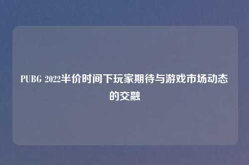 PUBG 2022半价时间下玩家期待与游戏市场动态的交融
